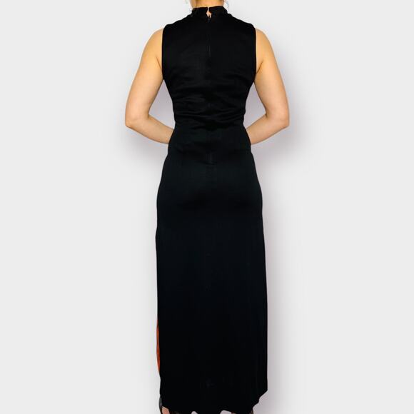 70s‎ Black and Orange Trimmed Gown - Picture 8 of 9